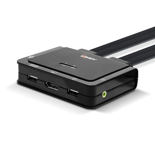 Lindy 2 Port DisplayPort 1.2, USB 2.0 KVM Switch met Audio, afbeelding 2