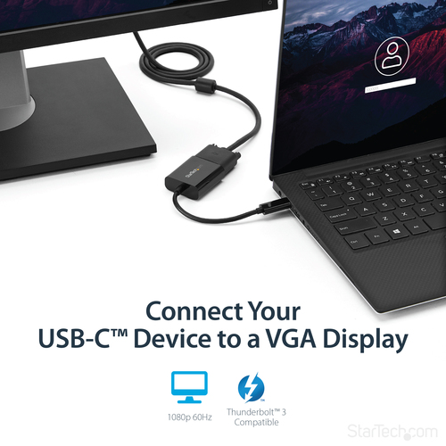 StarTech.com USB-C to VGA Adapter - Black - 1080p - Video Converter For Your MacBook Pro - USB C to VGA Display Dongle - Upgraded Version is CDP2VGAEC – image 9