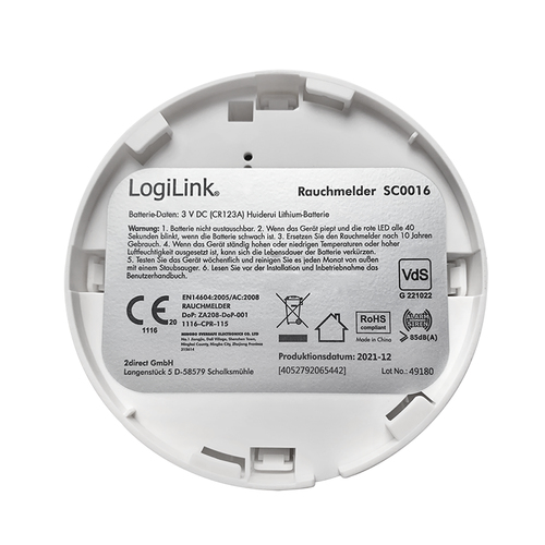 Logilink Rauchmelder mit VdS-Zulassung, 10 Jahre Batterie, afbeelding 7