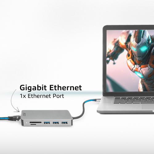 ACT Connectivity USB-C 4K docking station voor 1 HDMI monitor, ethernet, USB-C, USB-A, cardreader en PD pass-through dockingstation, afbeelding 9