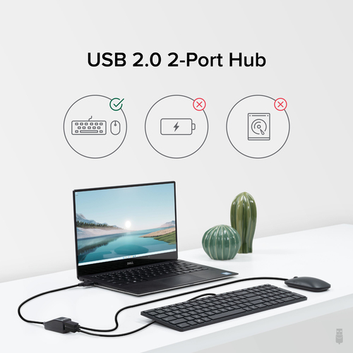 Plugable Technologies 2-in-1 USB Splitter with Dual USB 2.0 Ports, Compatible with Windows, Linux, macOS, Chrome OS, USB Multiport Hub for Laptops – image 3