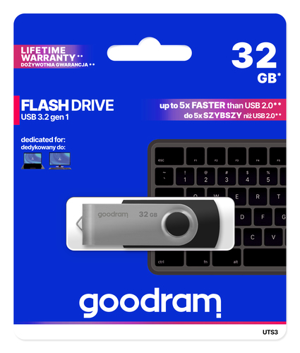 Goodram UTS3 unidad flash USB 32 GB USB tipo A 3.2 Gen 1 (3.1 Gen 1) Negro