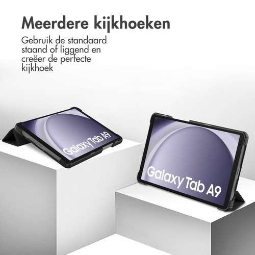 Accezz Trifold Bookcase Samsung Galaxy Tab A9 Tablethoesje Zwart, afbeelding 2