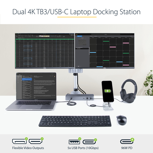 StarTech.com USB C Docking Station for Macbook Pro/Air-M1/M2/M3/M4, Thunderbolt Compatible, HDMI/DisplayPort, Dual 4K – image 7