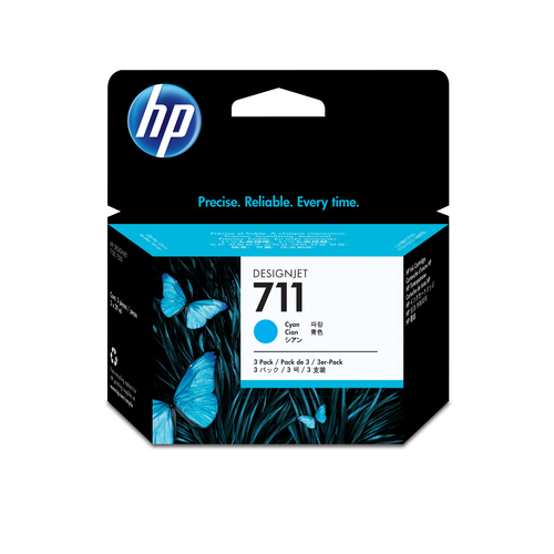 CZ134A TINTA HP LF 711 CZ134A CYAN DESIGNJET T120/T520 29-ML 3-PACK  CZ134A