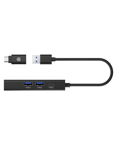 USB Hub ICY BOX 2x USB, USB-C and LAN Black with USB-C Adapter, afbeelding 4