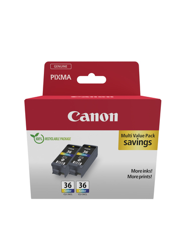 Canon Cli-36 Inkjet Cartridge Twin Pack Colour 1511B025 - image 1