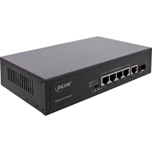 InLine PoE+ Gigabit Network Switch 5 Port (4x PoE+), 1xSFP
