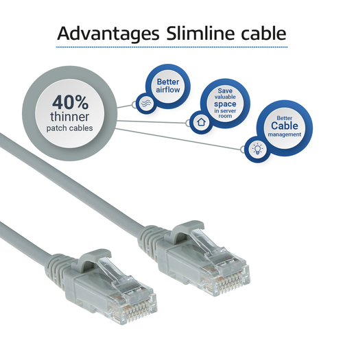 ACT Connectivity LSZH U/UTP CAT6 datacenter slimline patchkabel snagless met RJ45 connectoren, afbeelding 4