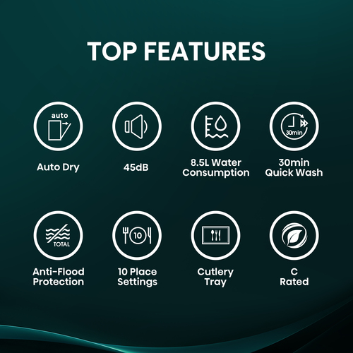 Hisense HS523C15BUK Slimline Freestanding Dishwasher - Black – image 3