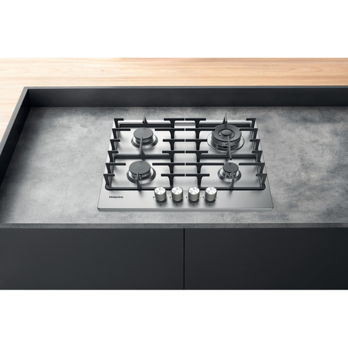 Hotpoint PPH60GDFIXUK 60cm 4 Burner Gas Hob in Stainless Steel Wok Bur - image 5