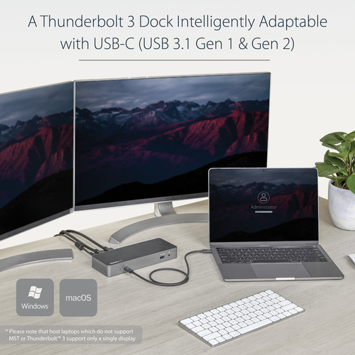 StarTech.com Thunderbolt™ 3 Dock w/ USB-C Compatibility - Dual Monitor 4K60Hz DisplayPort Laptop Docking Station – image 9