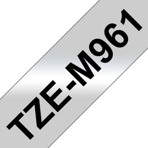 Original Brother P-Touch TZEM961 36mm Matt Tape - Black on Silver - image 1