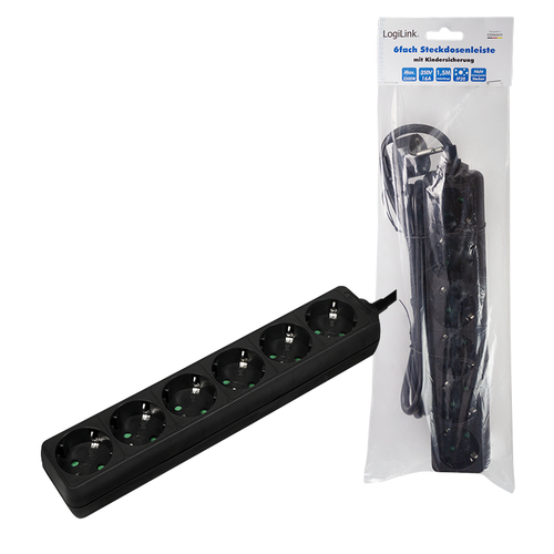 LogiLink stekker omlijsting 6-lade met Kindersicherung, black, afbeelding 4