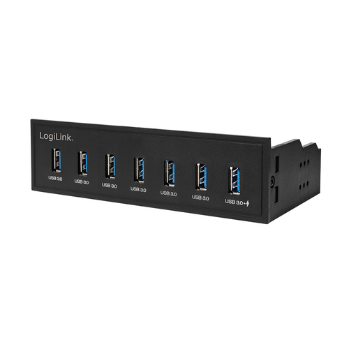 LogiLink USB HUB 3.0, 7-Port, 5,25" intern + Schnelladeport