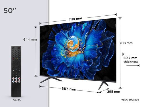 50" Tcl C6KS QD-Mini LED 4K Hdr Smart Google TV - 50C6KS, Black - image 2