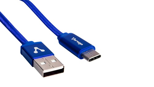 CABLE VORAGO CAB-123 USB-TIPO C  1 METRO CARGA RAPIDA AZUL - CAB-123-BL