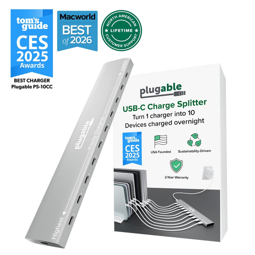 PLUGABLE 10 PORT USB C CHARGING STATION, UP TO 100W CHARGER FOR MULTIPLE DEVICES