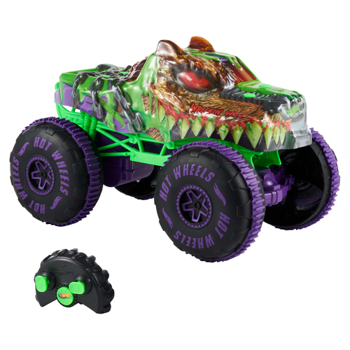 Hot Wheels Monster Trucks Mutant Chaos Wreckin’ Wolf RC, Battery-Powered Remote-Control Toy – image 3