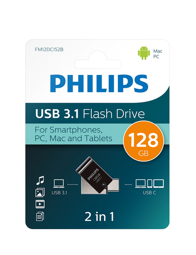 Philips FM12DC152B/00 USB flash drive 128 GB USB Type-A 3.2 Gen 1 (3.1 Gen 1) Zwart, Zilver, afbeelding 8