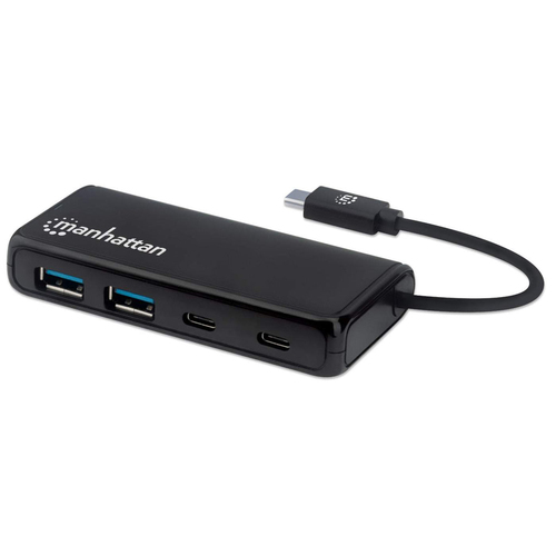 Hub Manhattan USB 3.2 Gen1 4 Puertos Color Negro - 164894