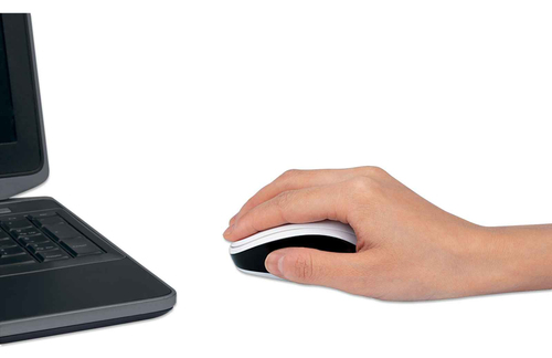 Manhattan Dual-Mode Mouse, Bluetooth 4.0 and 2.4 GHz Wireless, 800/1200/1600 dpi, Three Buttons With Scroll Wheel, Black &