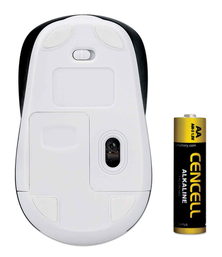Manhattan Dual-Mode Mouse, Bluetooth 4.0 and 2.4 GHz Wireless, 800/1200/1600 dpi, Three Buttons With Scroll Wheel, Black &