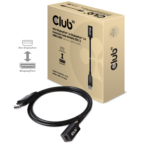Club 3D Mini-DisplayPort naar DisplayPort 1.4 (male) verlengkabel, afbeelding 2