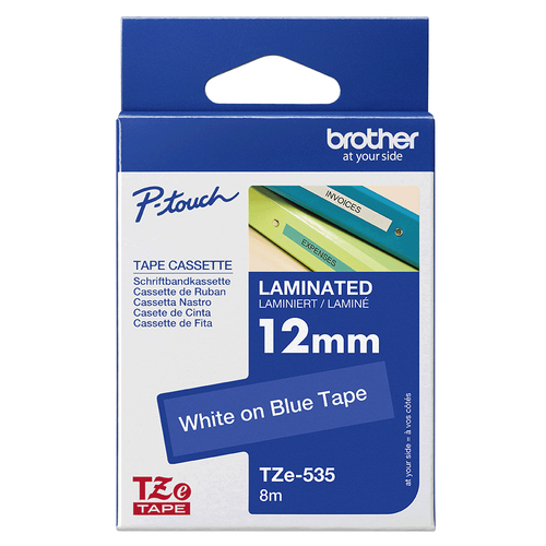 Brother P-touch TZe-535 12mm x 8m White On Blue Laminated TZE535 - image 3