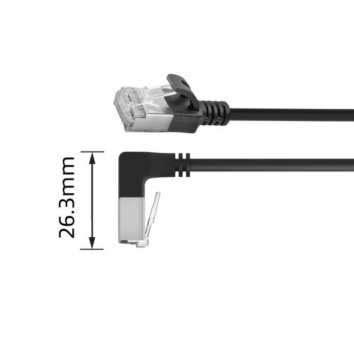 CAT6A U/FTP SLM D-ANG BK 1.50M. 1 stk, afbeelding 2