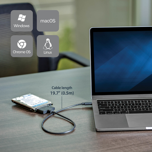 StarTech.com USB C to SATA Adapter - External Hard Drive Connector for 2.5 SATA Drives - SATA SSD / HDD to USB C Cable (USB31CSAT3CB) Lagringskontrol – billede 7