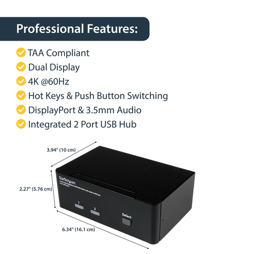 StarTech.com 2-Port DisplayPort Dual-Monitor KVM Switch - 4K – image 6