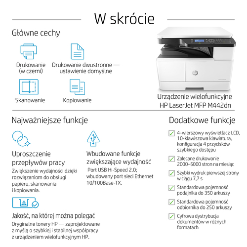 Urządzenie wielofunkcyjne HP LaserJet MFP M442dn Duplex LAN