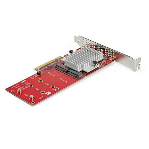 StarTech.com Dual M.2 PCIe SSD Adapter Card - x8 / x16 Dual NVMe or AHCI M.2 SSD to PCI Express 3.0 - M.2 NGFF PCIe (m-key
