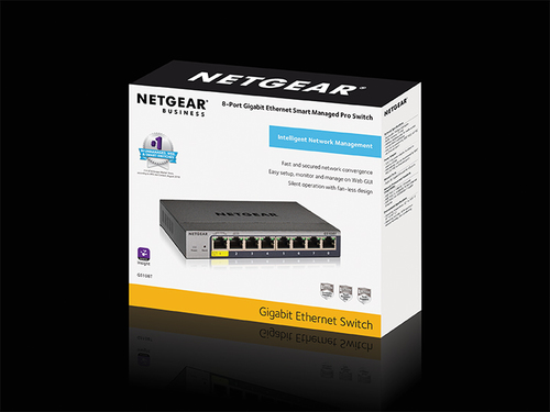 Netgear GS108Tv3. Tipo de interruptor: Gestionado, Capa del interruptor: L2. Puertos tipo básico de conmutación RJ-45 Ethe