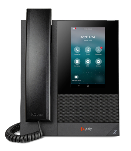 TELEFONO IP POLY 2200-49700-019 CCX 400/ MULTIMEDIA SIP MICROSOFT TEAMS ANDROID 9 PANTALLA TACTIL A COLOR DE 5 PULGADAS 1 PUERTO USB-A  POE (NO INCLUYE FUENTE DE ALIMENTACION) - 2200-49700-019