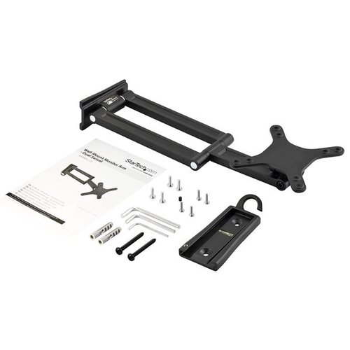 StarTech.com Monitor Wall Mount - Dual Swivel - Supports 13'' to 34'' Monitors - VESA Monitor / TV Wall Mount - Wall Mount Swivel Monitor Arm - Black (ARMWALLDS) Monteringssæt LCD display 13-34 – billede 8