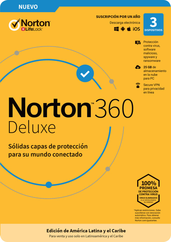 21404369 ESD Norton 360 Deluxe 3 Dispositivo 1 Año UPC 