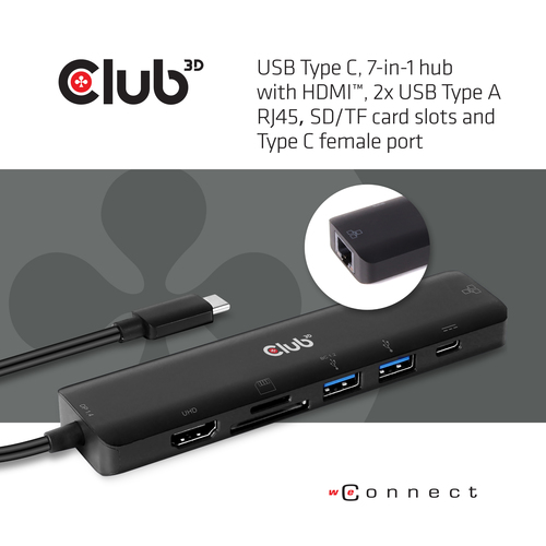 Club 3D CSV-1592 USB Type C 7-in-1 Hub dockingstation, afbeelding 3