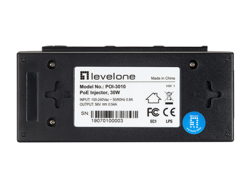 LevelOne POI-3010 – PoE-injector – 30W – Gigabit Ethernet – IEEE 802.3af/at – 10/100/1000 Mbps – Wandmontage – Zwart, afbeelding 6