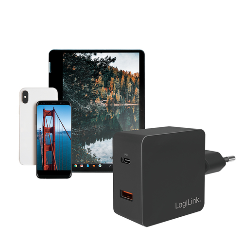 LogiLink USB Wall Charger 2port,w/PD,USB-AF & USB-CF,18W,sch, afbeelding 4