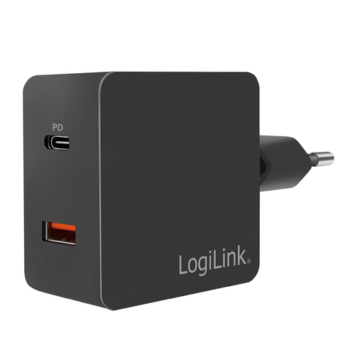 LogiLink USB Wall Charger 2port,w/PD,USB-AF & USB-CF,18W,sch, afbeelding 2