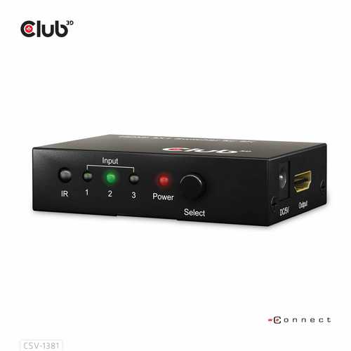 Club 3D 3 - 1 HDMI Switch 8K 60Hz / 4K 120Hz, afbeelding 6