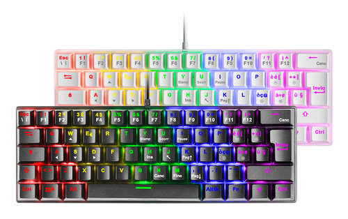 Mars Gaming MK60 Blanco, Teclado Gaming Mecánico FRGB, Antighosting, Switch Mecánico Rojo, Idioma Italiano