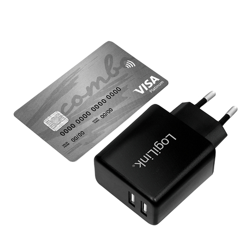 Adap Logilink USB Wall Charger 2 Port black 2x USB-AF, 12W, afbeelding 3