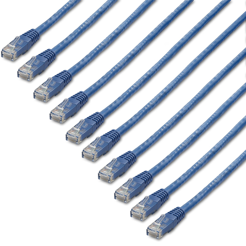 CABLE DE RED RJ45 CAT6 AZUL DE  18M - PACK DE 10 - MOLDEADO - C6PATCH6BL10PK