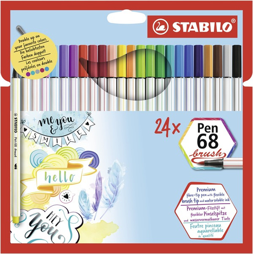 Pen 68 Brush, 24 Cores, Multicor, Multico.