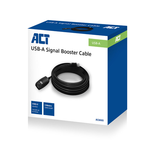 ACT Connectivity USB 2.0 Signaalversterker, 5 meter verlengkabel, afbeelding 2