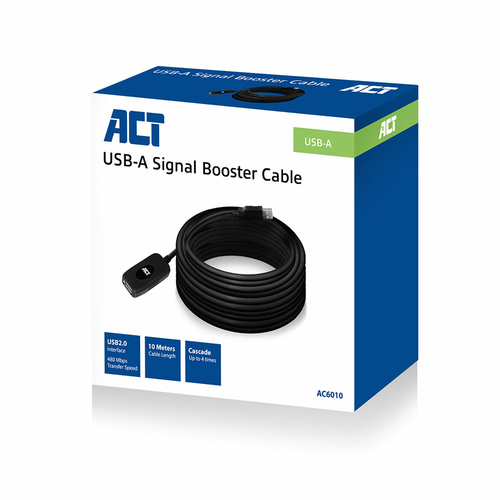 ACT Connectivity USB 2.0 Signaalversterker, 10 meter kabel, afbeelding 2