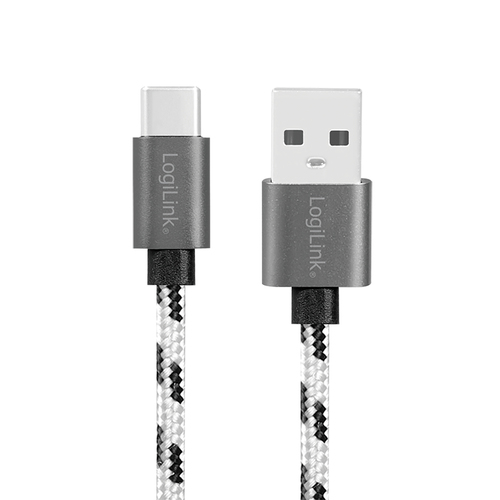 LogiLink CU0201 USB-kabel USB 2.0 USB C USB A Zwart, Wit, afbeelding 2